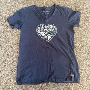 Life is Good Crusher V-Neck Heart T-Shirt